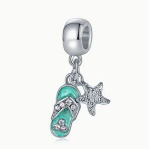 Cute Colorful Starfish & Rhinestone Blue Slipper Bracelet Fashion Bracelet charm